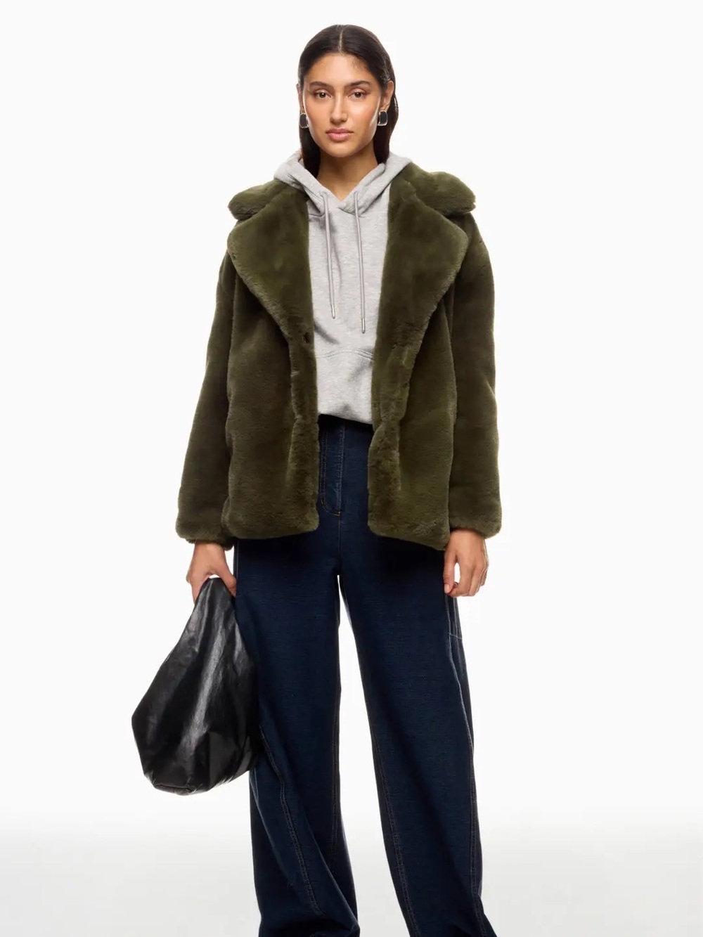 Anthropologie BlankNYC faux fur coat green